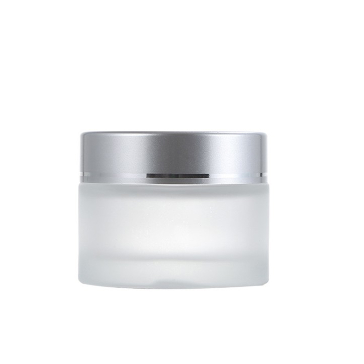 Luxury face cream jar 5g 10g 15g 20g 30g 50g 100g clear frosted glass cosmetic jar with black lid for cream packaging