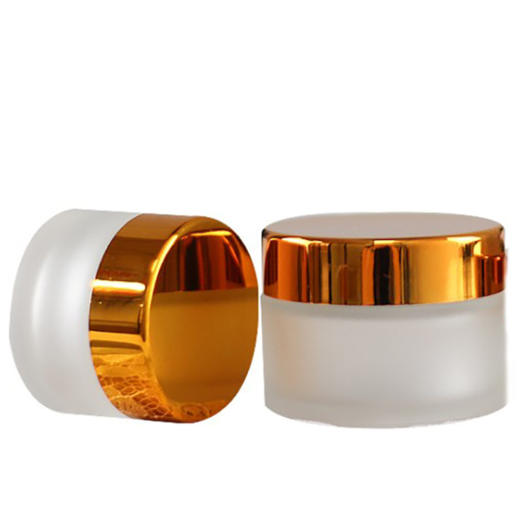 Luxury face cream jar 5g 10g 15g 20g 30g 50g 100g clear frosted glass cosmetic jar with black lid for cream packaging