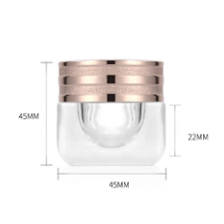 Luxury face skincare 15g cosmetic jar cream frosted glass clear bottle packaging with aluminum lid