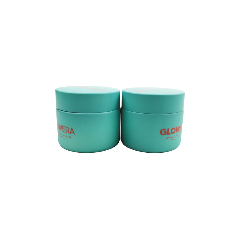 Luxury facial clay container 50g matte green Popular 100Ml pink ceramic Cosmetic White Porcelain Glass jar with pink lids cap