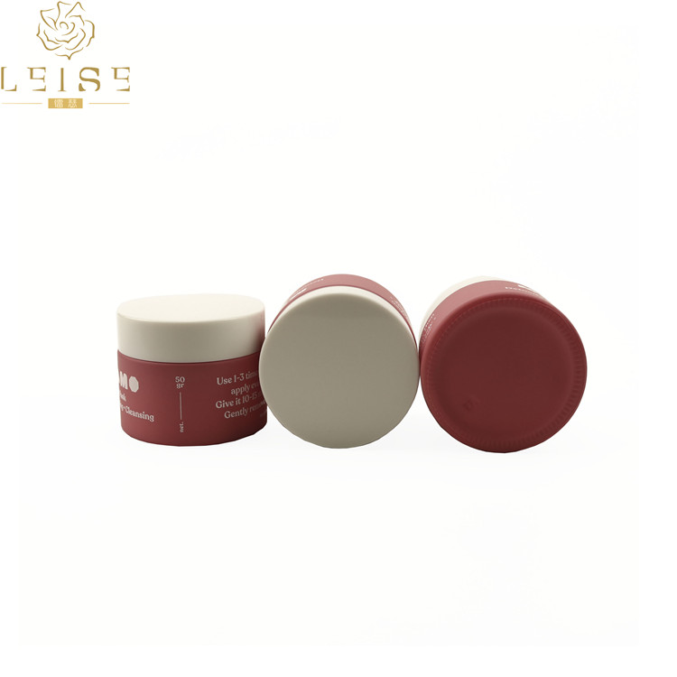 Luxury facial clay container 50g matte green Popular 100Ml pink ceramic Cosmetic White Porcelain Glass jar with pink lids cap