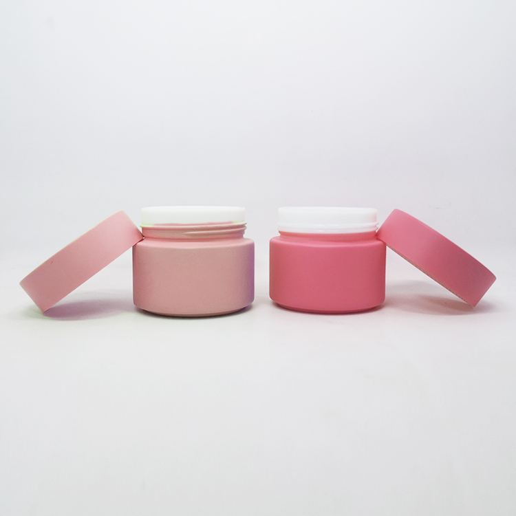 Luxury facial clay cream container 50g 100g pink ceramic jar with pink lids