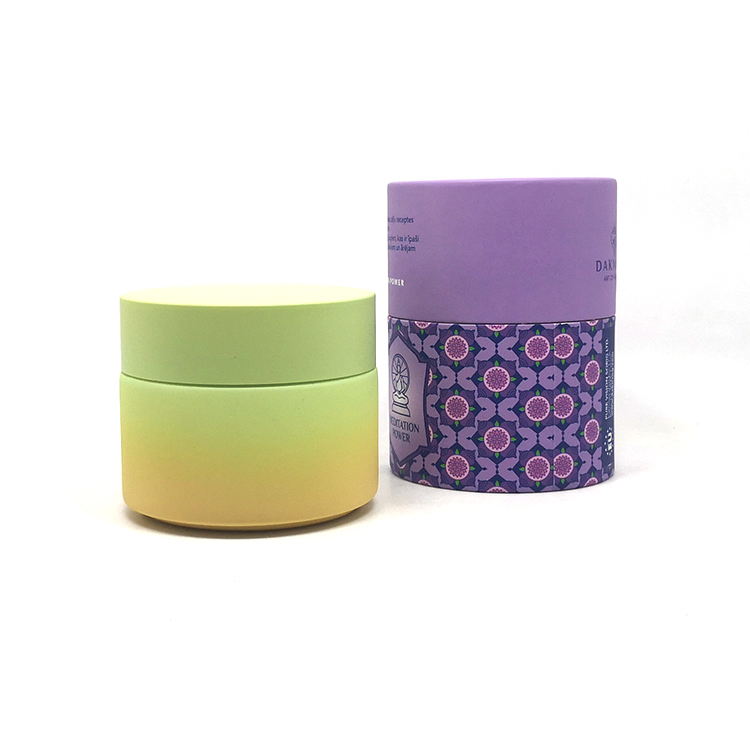 Luxury facial cream body scrub container 100g custom gradient white porcelain cosmetics cream empty glass jar