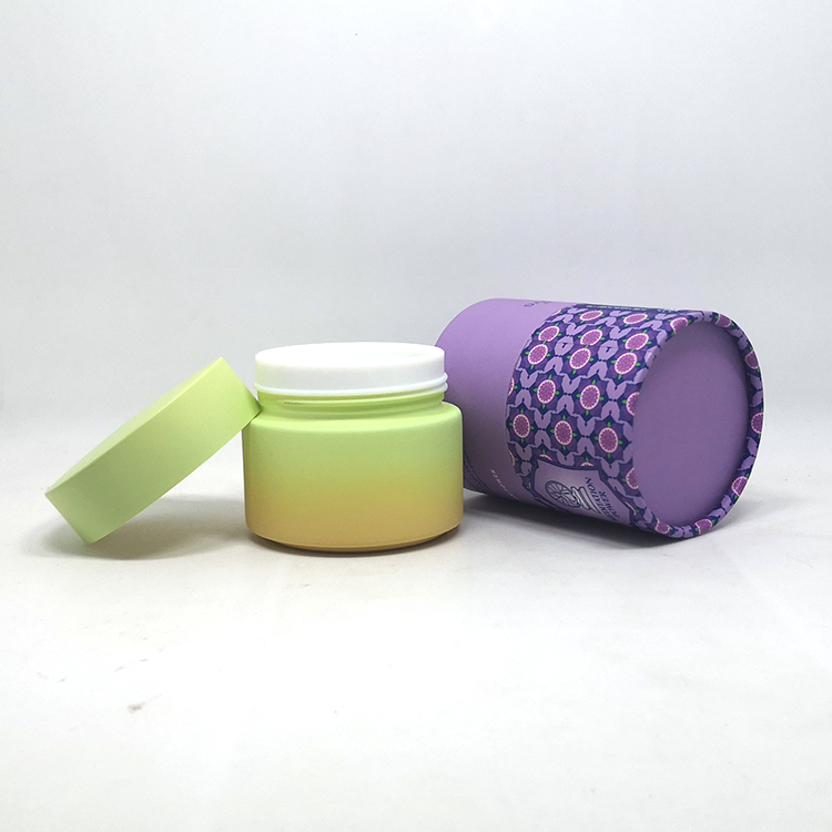 Luxury facial cream body scrub container 100g custom gradient white porcelain cosmetics cream empty glass jar