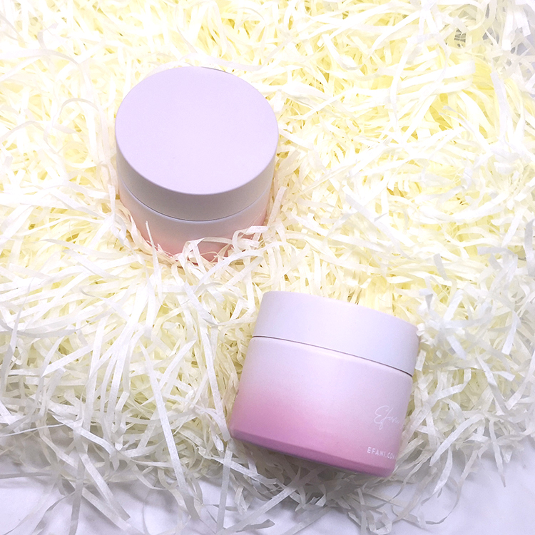 Luxury facial skin cream clay packaging 50g 100g matte pink opal white porcelain glass jar with pink lid
