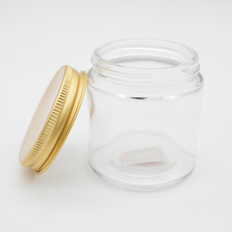Luxury fancy design custom logo  decorative glass candle jar with aluminium Lid