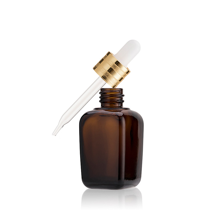 Luxury french silver aluminum lids cork dropper 50ml square glass bottle