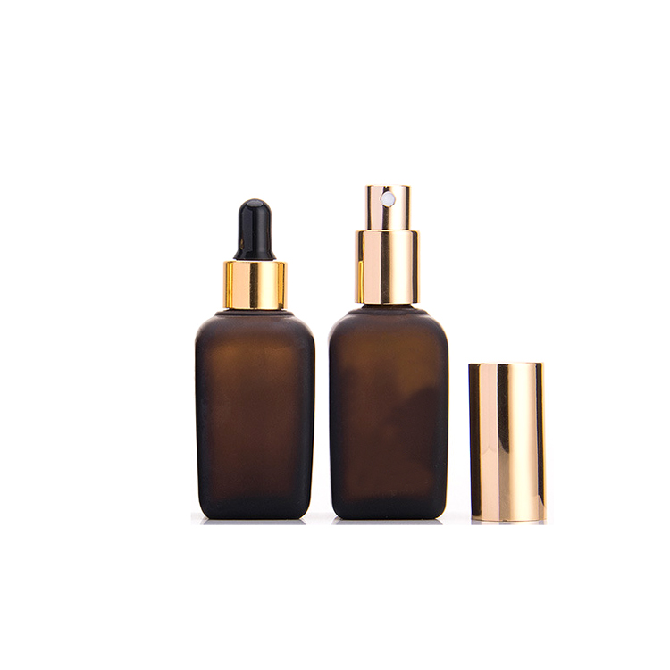 Luxury french silver aluminum lids cork dropper 50ml square glass bottle