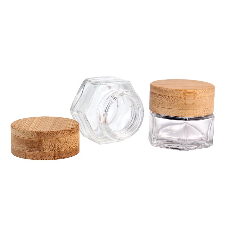 Luxury from china glass cosmetic packaging jar with bamboo lid for eye cream