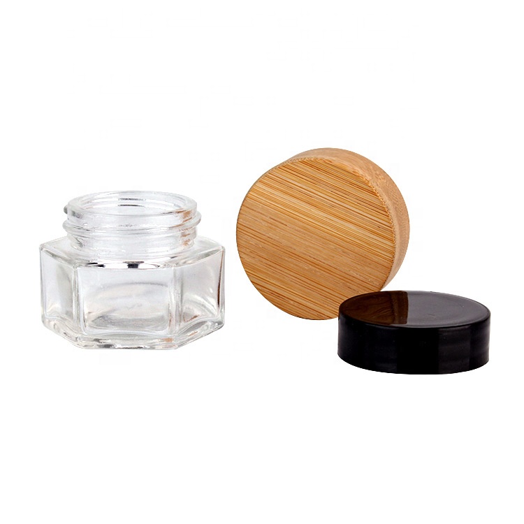 Luxury from china glass cosmetic packaging jar with bamboo lid for eye cream