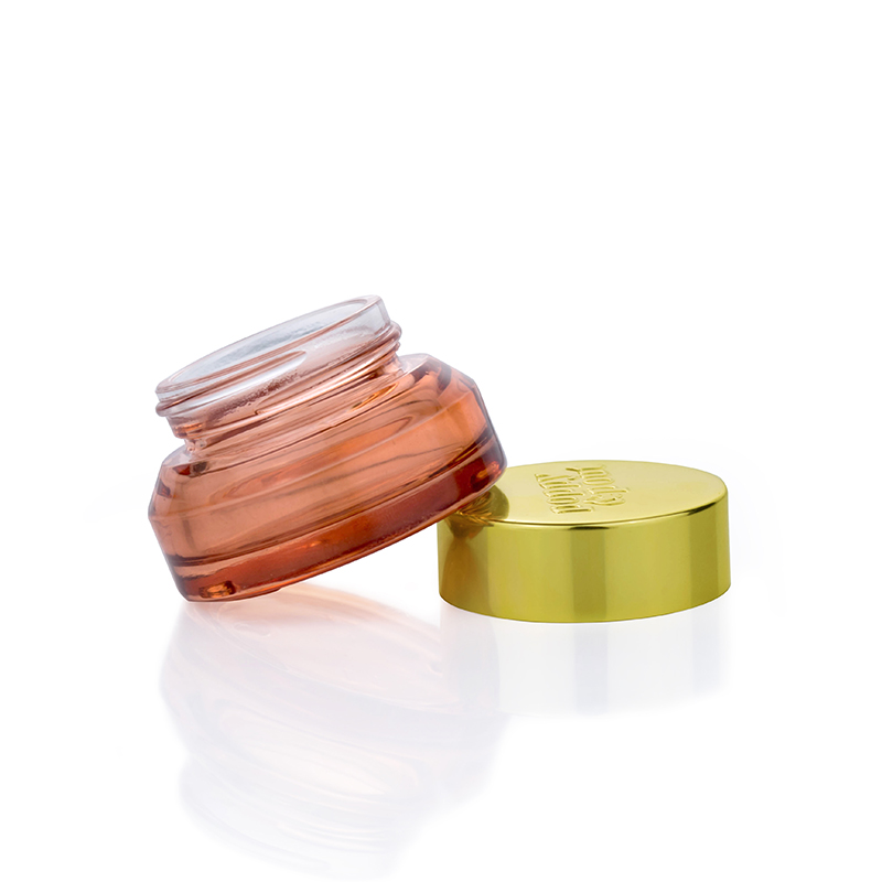 Luxury glass cosmetic jars 15g 30g 50g 100g semi clear red night care skin cream empty glass jar with gold aluminum screw lid