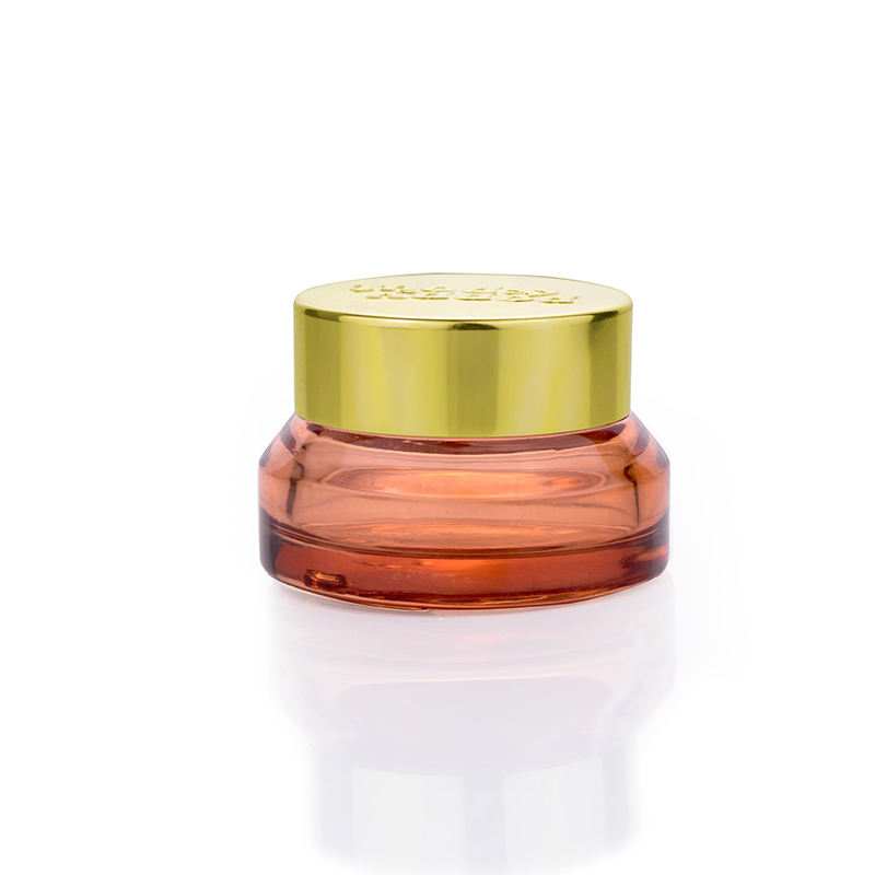 Luxury glass cosmetic jars 15g 30g 50g 100g semi clear red night care skin cream empty glass jar with gold aluminum screw lid
