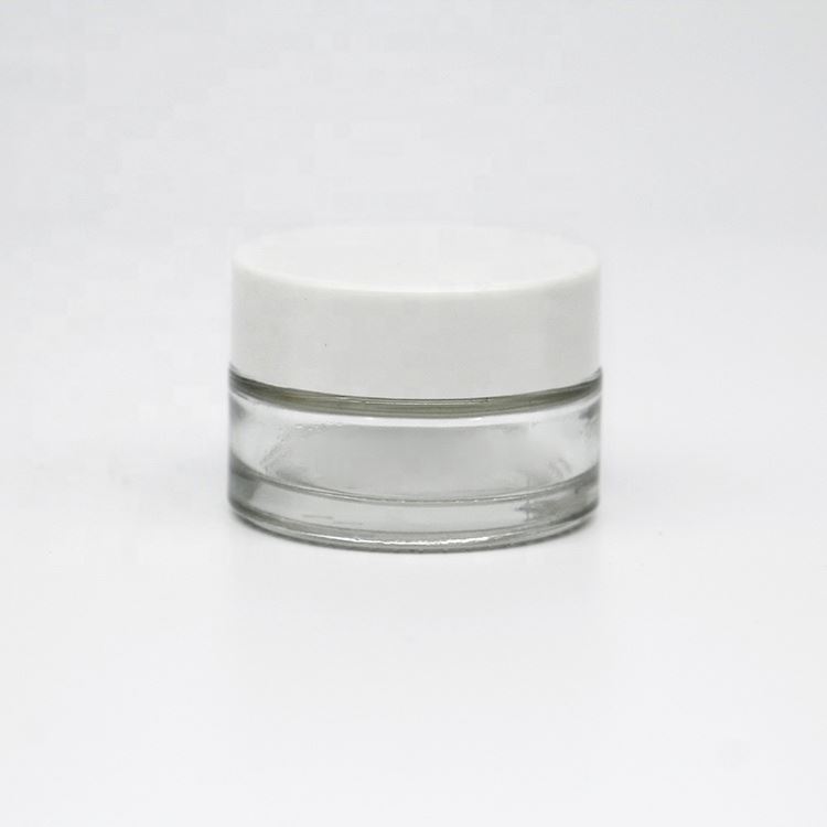 Luxury glass cosmetic jars bottles with black plastic and aluminum cap use for eye cream