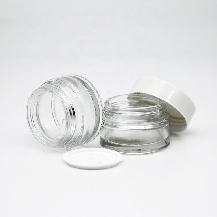 Luxury glass cosmetic jars bottles with black plastic and aluminum cap use for eye cream