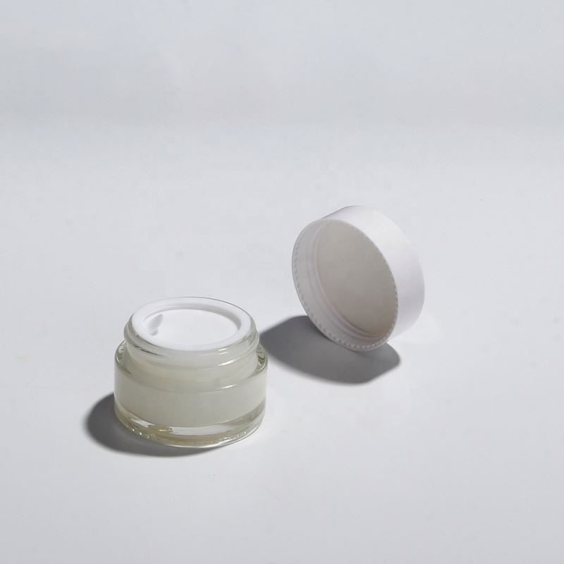 Luxury glass cosmetic jars bottles with black plastic and aluminum cap use for eye cream