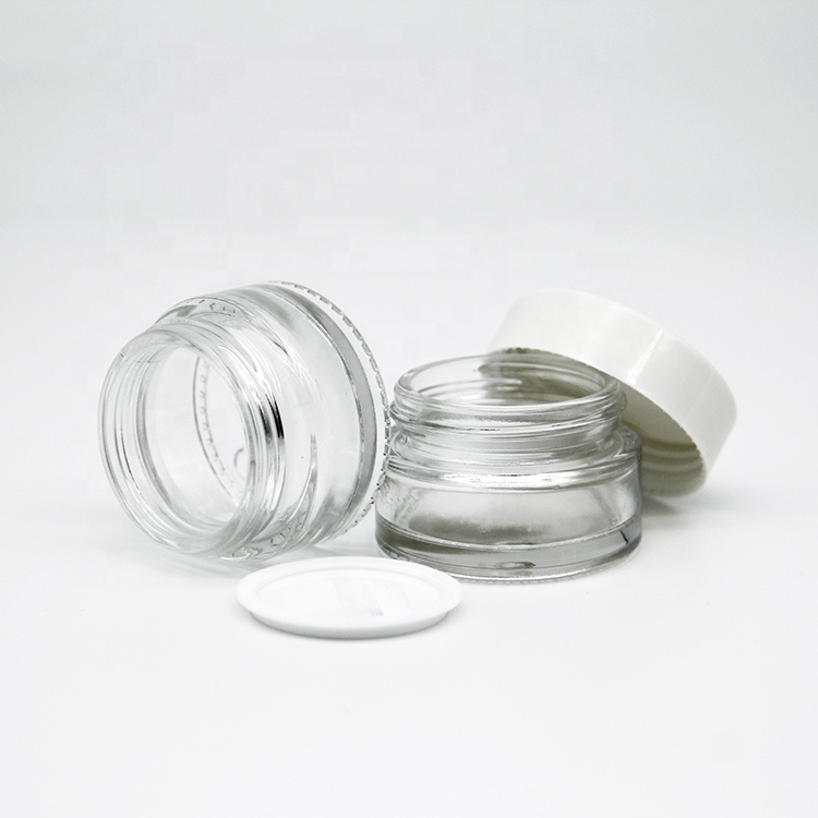 Luxury glass cosmetic jars bottles with black plastic and aluminum cap use for eye cream
