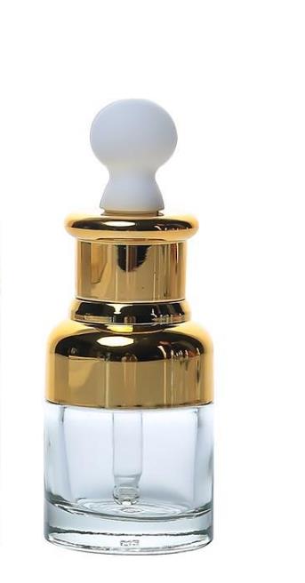 Luxury glass essential oil dropper bottle with metallic electroplate cap
