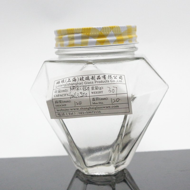 Luxury glass honey jar metal screw lid unique
