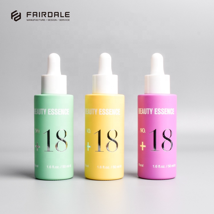 Luxury glass packaging cosmetic dropper bottle pink dropper bottle glass dropper bottle 50ml