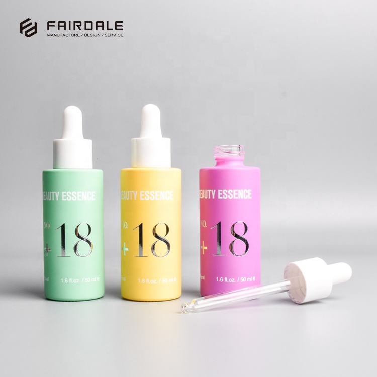 Luxury glass packaging cosmetic dropper bottle pink dropper bottle glass dropper bottle 50ml