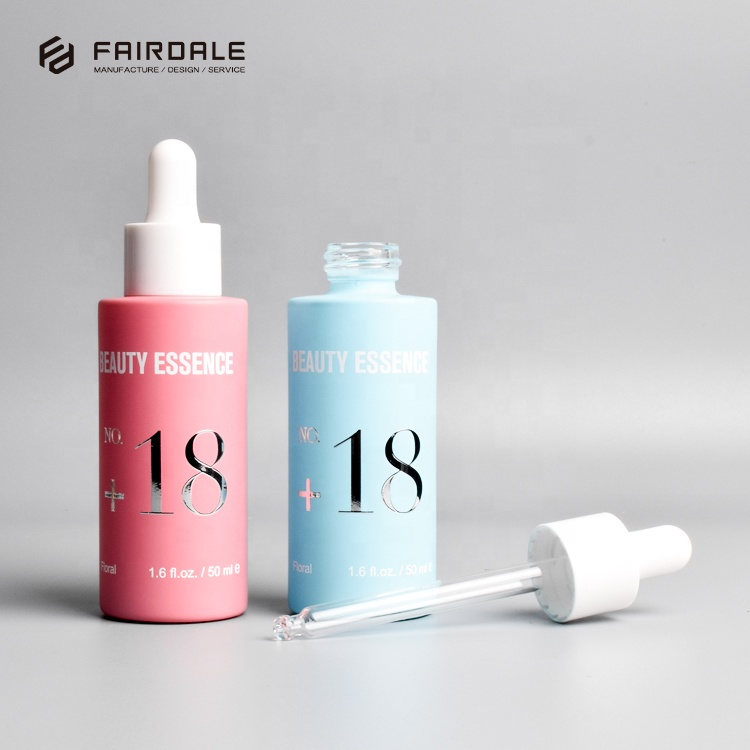 Luxury glass packaging cosmetic dropper bottle pink dropper bottle glass dropper bottle 50ml