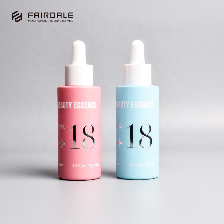 Luxury glass packaging cosmetic dropper bottle pink dropper bottle glass dropper bottle 50ml