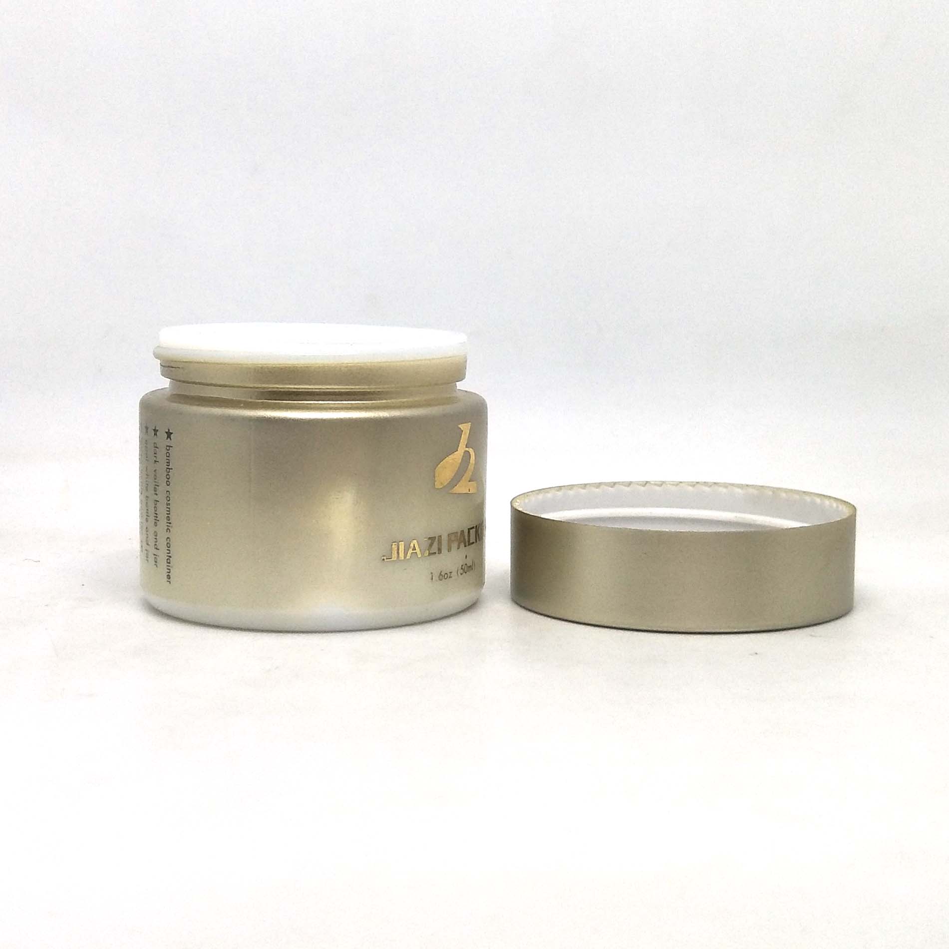 Luxury gold ceramic glass jar opal white porcelain cosmetic cream jar with lid 50g