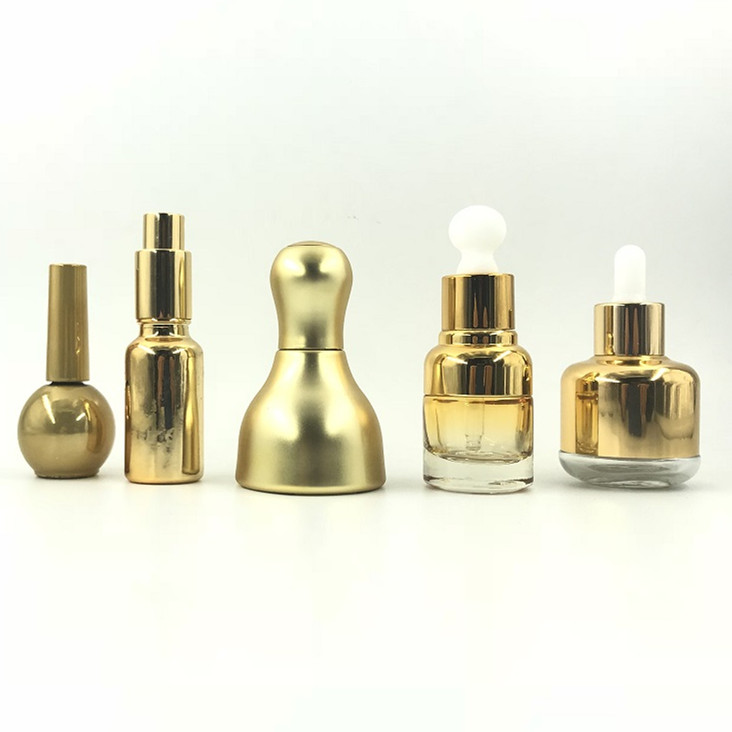 Luxury gold uv  frosted dropper bottle with gold cap