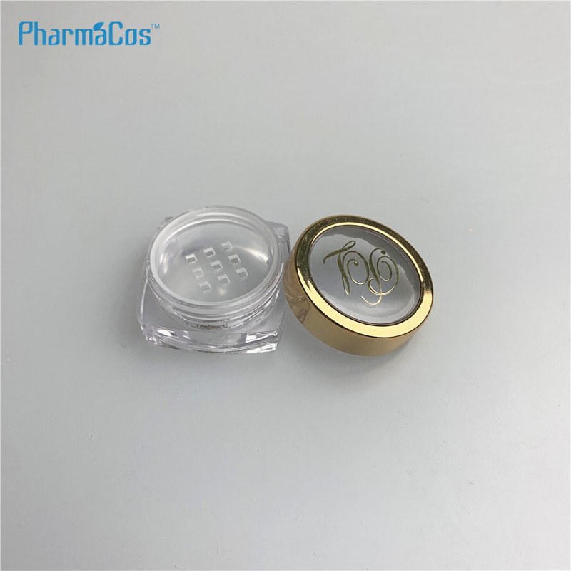 Luxury golden rim lip scrub cosmetic jar glitter square 3.5.10.20g jar container