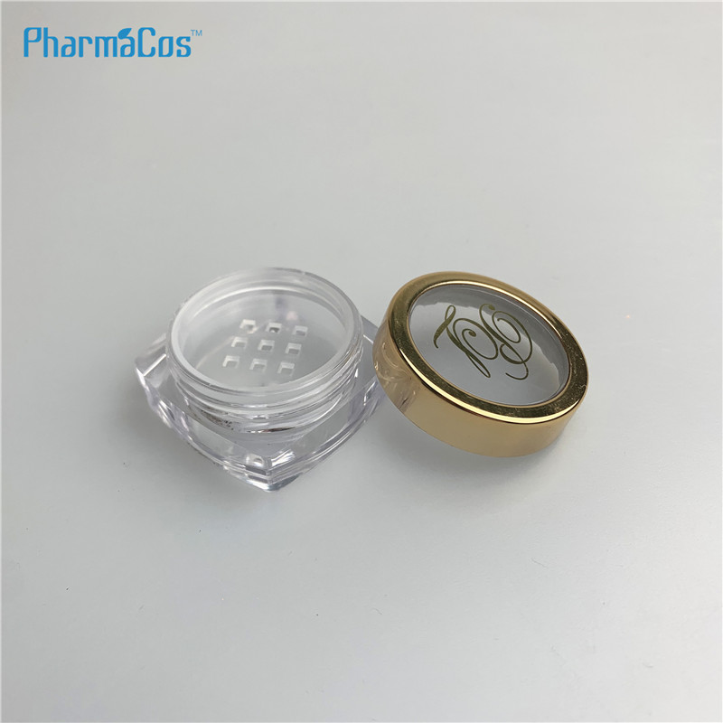 Luxury golden rim lip scrub cosmetic jar glitter square 3.5.10.20g jar container
