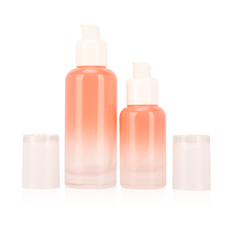 Luxury gradient glass cosmetic containers serum bottle empty cosmetic glass lotion bottle and cream jar for skin care