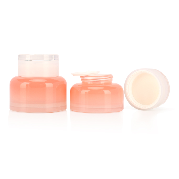 Luxury gradient glass cosmetic containers serum bottle empty cosmetic glass lotion bottle and cream jar for skin care