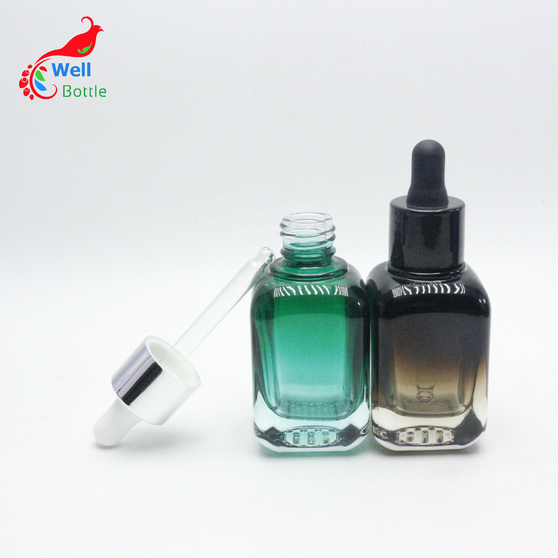 Luxury gradient square dropper bottle 30ml glass Essential Oil Container GB204E