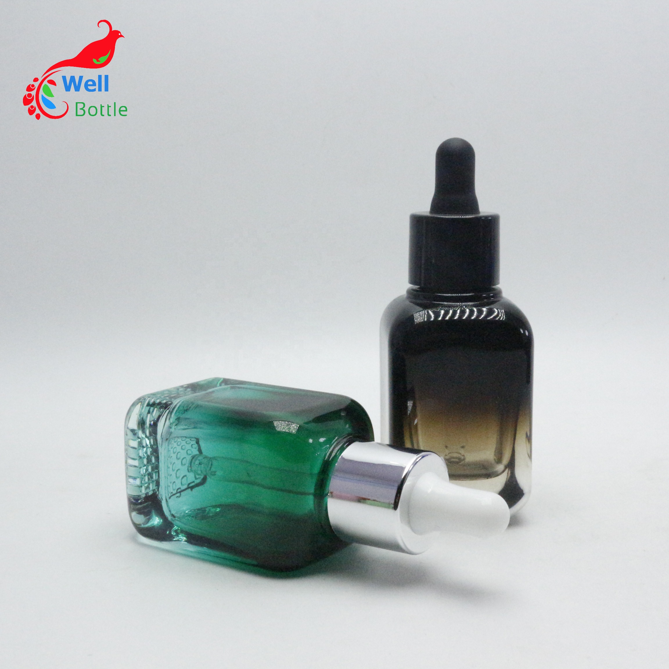 Luxury gradient square dropper bottle 30ml glass Essential Oil Container GB204E