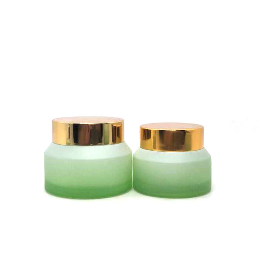 Luxury green frosted glass  cosmetic jar eye cream jar face cream packaging