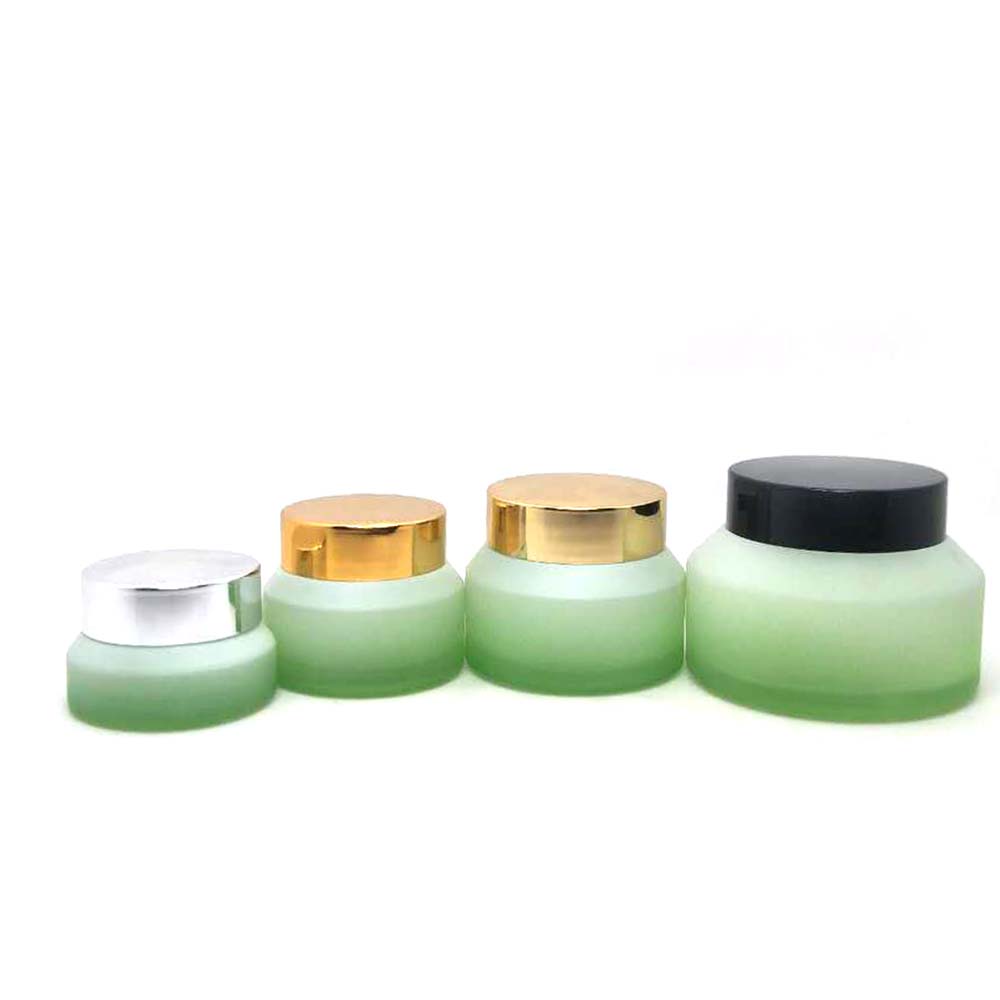 Luxury green frosted glass cosmetic jar eye cream jar face cream packaging
