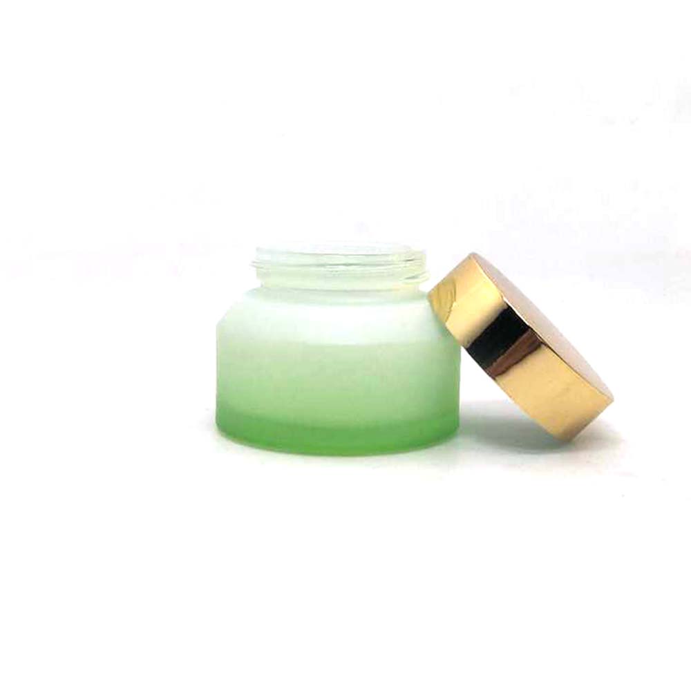 Luxury green frosted glass cosmetic jar eye cream jar face cream packaging