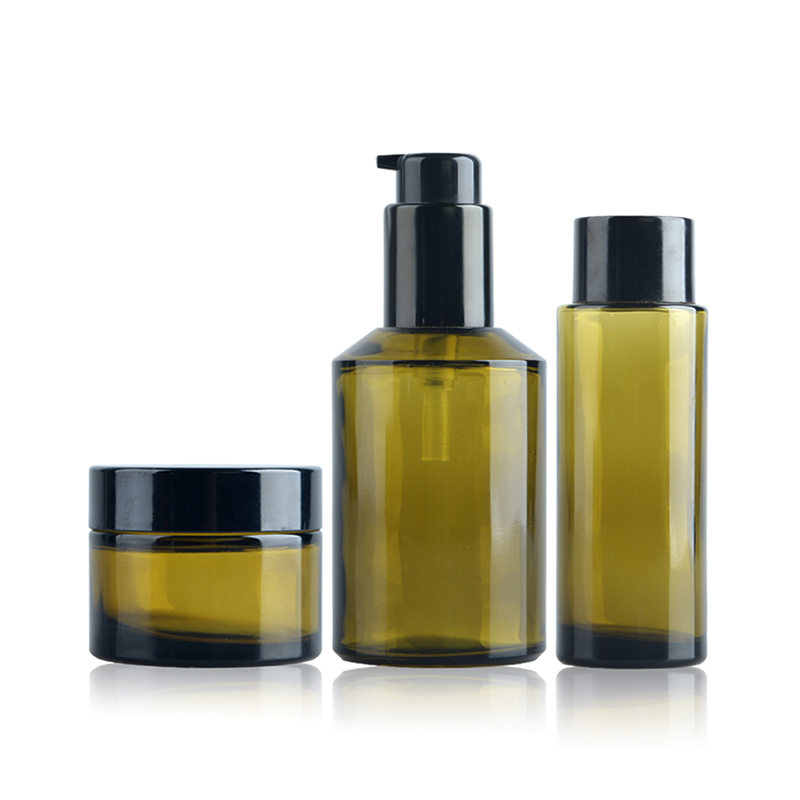 Luxury green glass packaging container glass bottle and jar