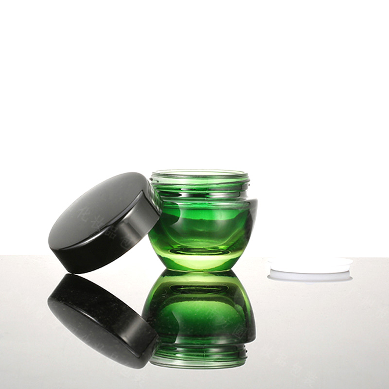 Luxury green glass perfume pump bottle glass face cream jar