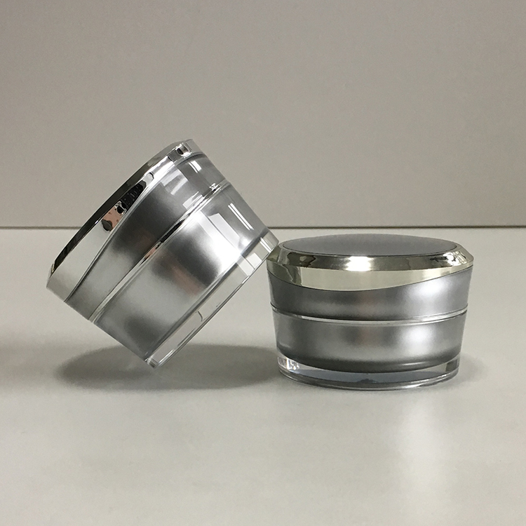 Luxury grey and shinny silver cosmetic creams packaging plastic empty cream jar 15g 30g 50g