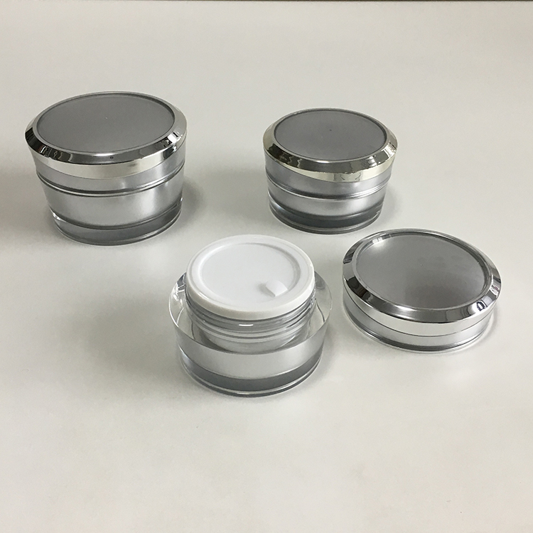 Luxury grey and shinny silver cosmetic creams packaging plastic empty cream jar 15g 30g 50g