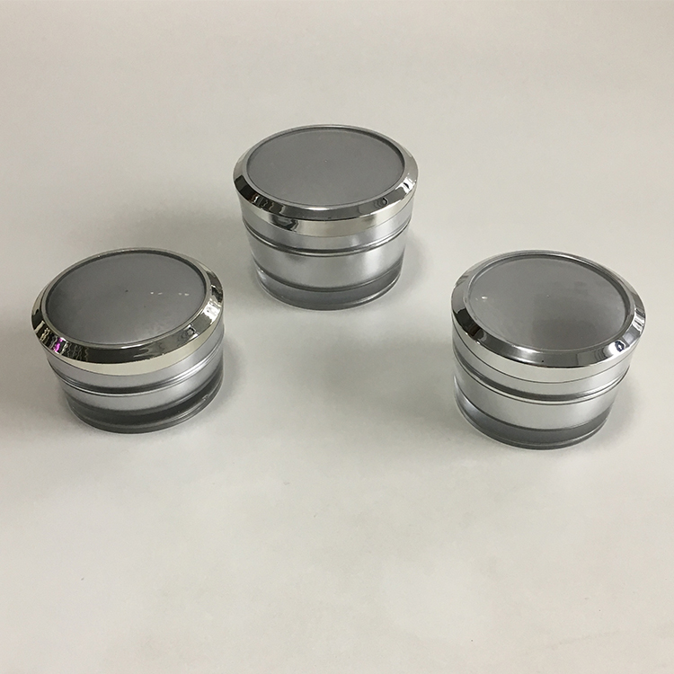 Luxury grey and shinny silver cosmetic creams packaging plastic empty cream jar 15g 30g 50g