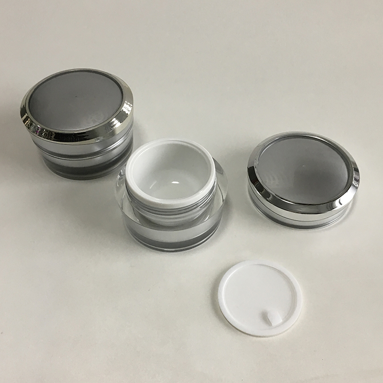 Luxury grey and shinny silver cosmetic creams packaging plastic empty cream jar 15g 30g 50g