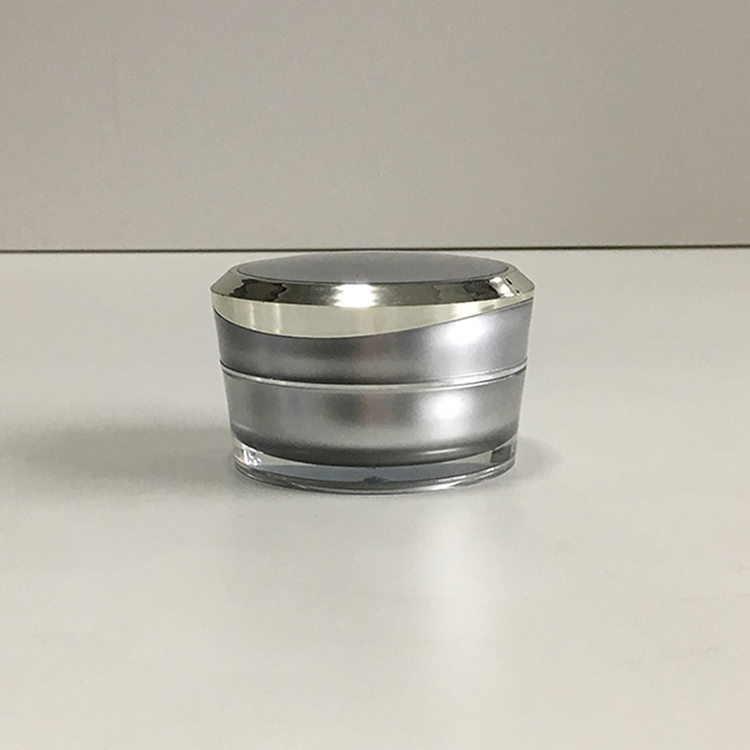 Luxury grey and shinny silver cosmetic creams packaging plastic empty cream jar 15g 30g 50g