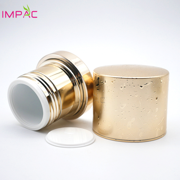 Luxury high end gold acrylic luxury cosmetic packaging jar 50ml for cosmetic facial cream