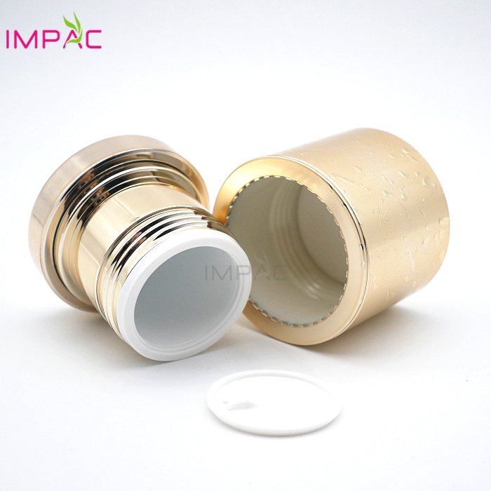 Luxury high end gold acrylic luxury cosmetic packaging jar 50ml for cosmetic facial cream