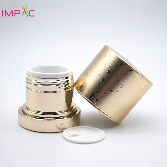 Luxury high end gold acrylic luxury cosmetic packaging jar 50ml for cosmetic facial cream