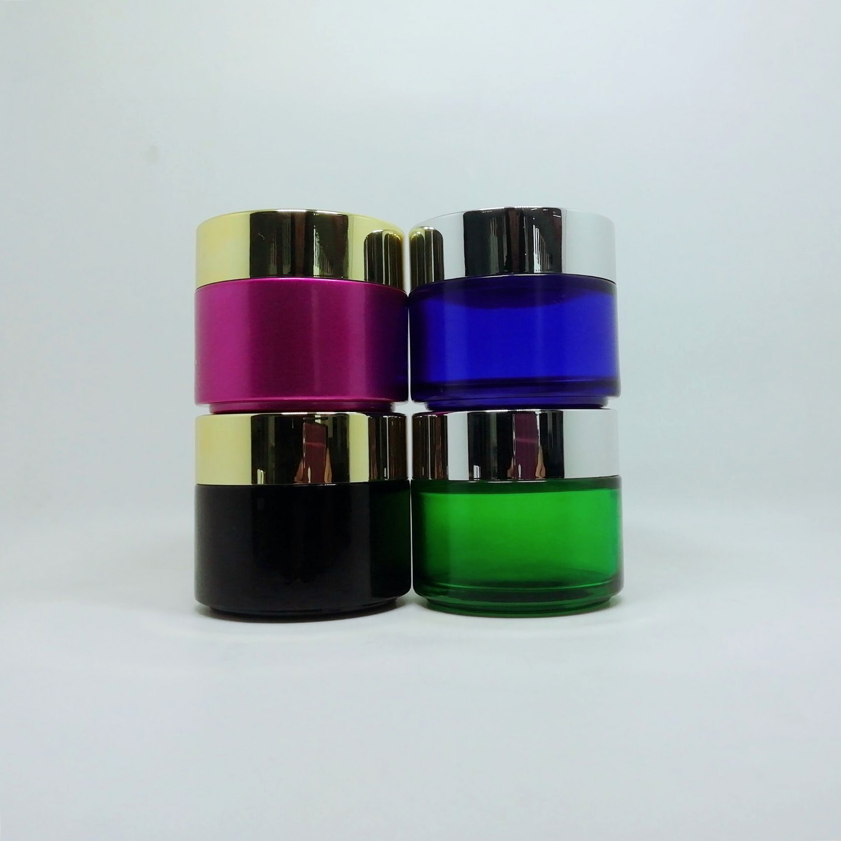 Luxury high quality 5g 10g 15g 20g 30g 50g 100g face cream cosmetic purple green black glass jar