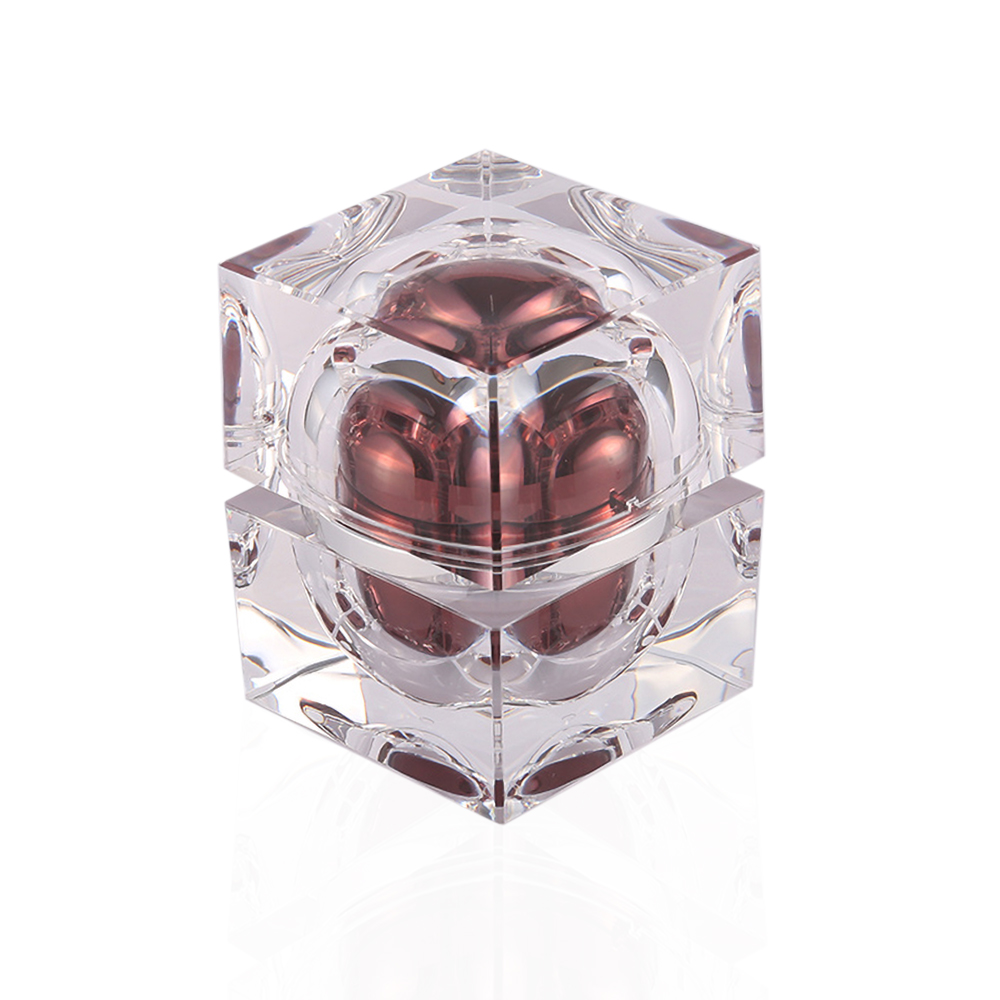 Luxury high quality Triangle acrylic cosmetic cream jars cosmetic plastic cylinder cream cosmetic packaging