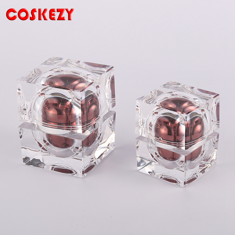 Luxury high quality Triangle acrylic cosmetic cream jars cosmetic plastic cylinder cream cosmetic packaging